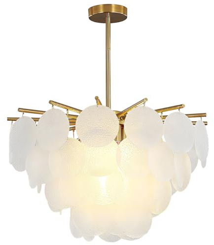 KCO Lighting Lampadario in Cristallo Dorato Moderno, Lampadario a Cristalli Rotondi per Soggiorno, Sala da Pranzo e Camera da Letto E14, Φ60 cm