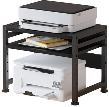 Verstellbarer 3-stöckiger Druckerständer mit Aktenaufbewahrung, vielseitiges weißes Organizer-Regal für Heimbüro, ideales Präsentationsregal für Drucker, Scanner, Faxgeräte und Zubehör