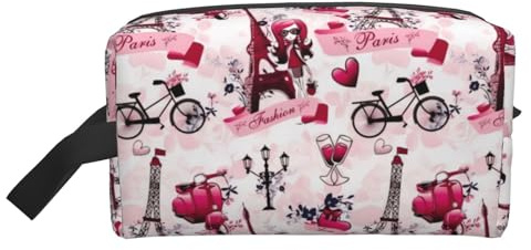Trousse de maquillage de voyage – Pochette de rangement à imprimé aigle patriotique, organiseur portable de toilette et de maquillage pour femmes, hommes, usage quotidien, Paris Tour Eiffel France