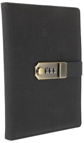GLEAVI Cahier Mot de Passe A5 Noir, Carnet Verrouillable Pu pour Étudiants | Pages Épaissies, Couverture Robuste, Style Simple, Lot Pratique pour Bureau et Enseignants