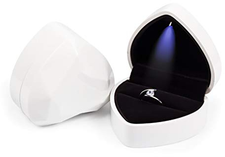 Rolin Roly Ringschachtel Samt Ring Box Mit LED-Licht Herzform Ringbox Led Ehering Fall Jewelry Ring Box für Proposal Engagement Hochzeitsgeschenk