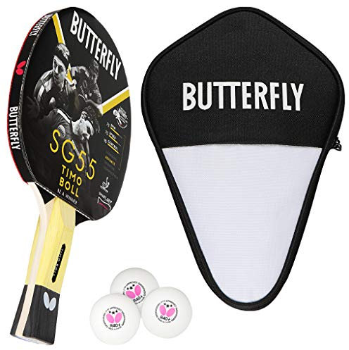 Butterfly® Timo Boll SG55 Tischtennisschläger | Tischtennis Racket Bat Hobby Training | geübte Freizeitspieler | hochwertig | ITTF zertifizierter Pan Asia Belag | anatomische Griffform mit smart.Grip
