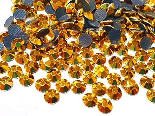 Perlin Hotfix Steine Set 5mm,Resin zum aufbügeln, 400stk, Epoxy Neon Farben, SS20, Hotglue, Glitzersteine Perlen, Hotglue Halbperle (Gold)