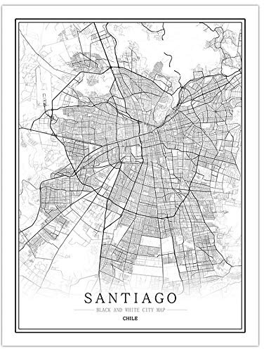 1000 Teile Puzzle Für Erwachsene,Hölzerne Santiago Chile City Puzzles, Klassisches Schwarz-Weiß Map Puzzle Board, Unmöglich Premium Puzzles, Geschicklichkeitsspielzeug Für Die Ganze Familie, Ung