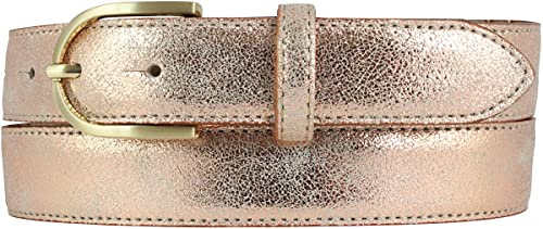 BELTINGER Damen-Gürtel in Metall-Optik 3 cm | Goldener Leder-Gürtel Metallic-Look 30mm | Metall-Ledergürtel in Gold