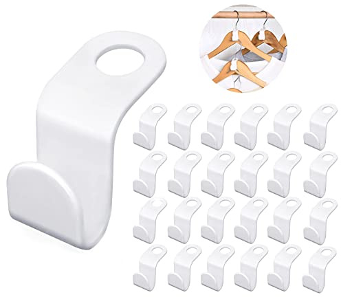 50 Pack Clothe Hanger Connector Hooks, Multi-Layer Stackable Hanger, White
