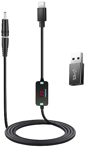 FARSENSE USB C to DC Adapter,Barrel PD Trigger Cable(3.3ft) with USB A to USB C Tips/3.5x1.35mm Tips,USB to DC Power Cable can Switching and LED Display Voltage