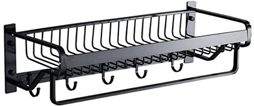 Handtuchhalter Wand Handtuchständer Bad Space Aluminium-Badezimmer-Wand-Handtuchhalter-Korb, Zweipolig, 2-lagiger Handtuchhalter Mit Haken, Handtuchhalter, Schienenregal Handtuchstange Badetuchhalter