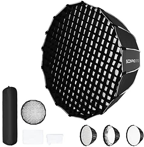 SOONPHO SP-120 120cm/47.24in Deep Parabolic Softboxes avec Quick Release Bowens Mount Softbox pour Godox SL-60W VL150 VL300 UL150 SL150WII SZ150R Flash