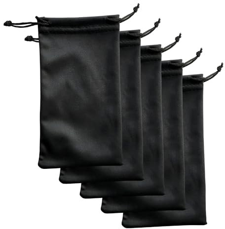 Custodia Occhiali 5 Pezzi Microfibra, Porta Occhiali da Sole Morbida Coulisse per Protezione