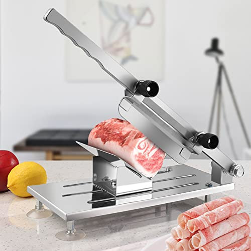 Cortadora de Carne para Uso doméstico o Comercial, cortadora de Carne, Manual de Acero Inoxidable, cortadora Manual de Carne congelada, cortadora de Hojas de Cordero de Res con Man