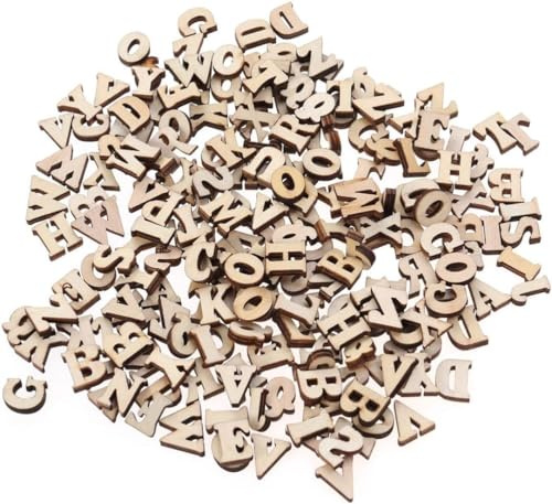 104pcs Gemischt Holz A-Z Buchstaben, A-Z Hölzerne Buchstaben,für DIY Handwerk Hochzeit Display Dekoration Home Decor,15mm Unvollendete Holzbuchstaben DIY Dekoationen