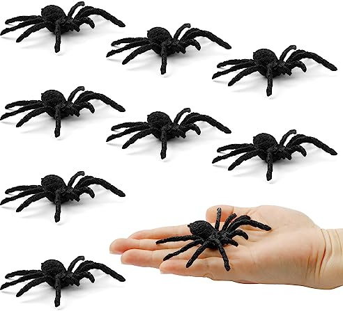 Halloween Spinne Deko,Spinnen Deko Für Halloween Realistische,Halloween Deko Outdoor Gruselig,Halloween Plastik Gruselige Spinnen 7*8Cm 8 Stück,Halloween Deko Gruselig Riesen Spinne Halloween