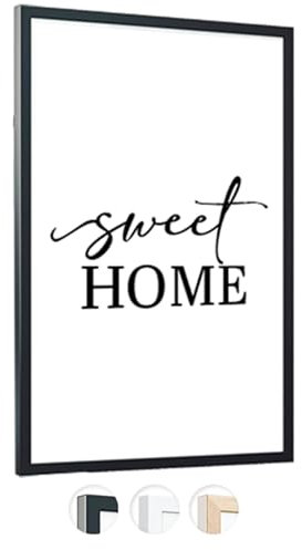 edihome, Cornice 50x70, Legno, Portafoto da Parete, per Maglia da Calcio, Poster, Laminato Acrilico, Cornici, per Quadri (Nero, 50x70)