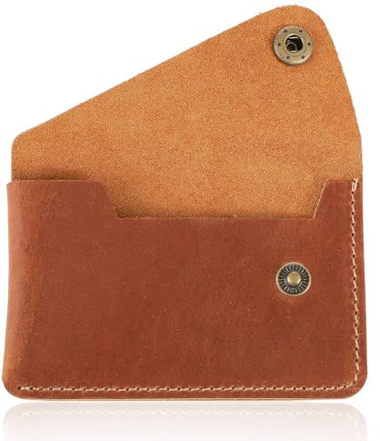Yuanchu Visitenkartenetui Flip-Stil,Rinds Leder Kartenetui Vintage Kreditkartenetui Slim Kreditkartenhülle Flache Geldbörse Tasche Business Name Karten Halter Brieftasche für Damen Herren (Braun)