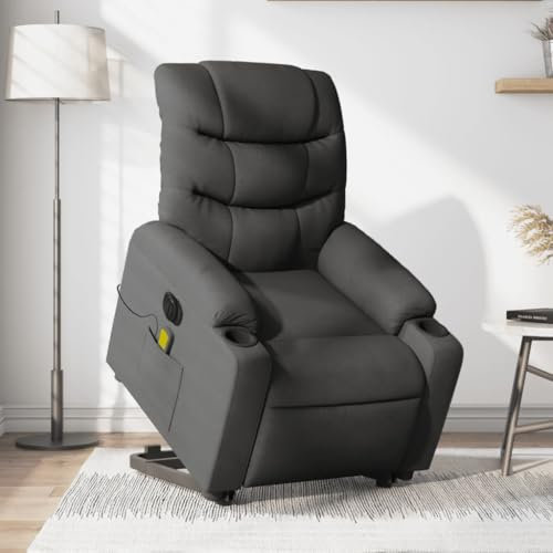 Homgoday Elektrischer Massagesessel mit Aufstehhilfe, Relaxsessel Fernsehsessel mit Liegefunktion, Aufstehsessel Seniorensessel TV Sessel Ruhesessel für Wohnzimmer Dunkelgrau Stoff