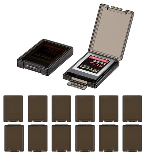 KIWIFOTOS Memory Card Case & Holder 12-Pack Individual Plastic Card Storage For CFexpress Type-B/XQD, Camera Accessories Wallet With Labels For Travel, Photographers And Professional Videographers