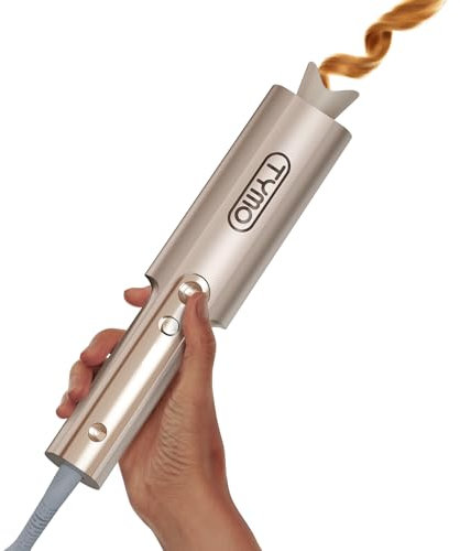 TYMO CurlPro Plus Hair Curler Automatic Rotating - Long Barrel Curling Wand for Long Hair, Ceramic Curling Iron for Women, Anti-Scald, Tangle-Free, 600M Ionic, Dual Voltage, Gold, 25 mm