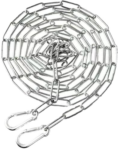 15M Verzinkt Metallkette, Metallkette Maximale Belastung 100KG, Stahlkette Kette mit 2 Karabiner, MetallketteZum Aufhängen, Gliederkette für Garten, Lampenkette, Wäschekette