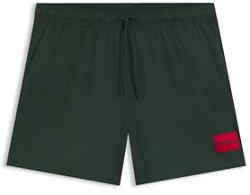 HUGO Mens Dominica Quick-Drying Swim Shorts with red Logo Label