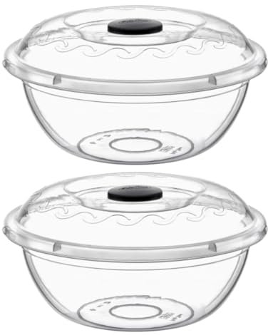 Best House | Clear Round Basin Bowl with Lids | 7.5 Litres | 2 Pcs | Transparent | Salad Bowls | Plastic Food Storage Container With Lids (Pack of 2)