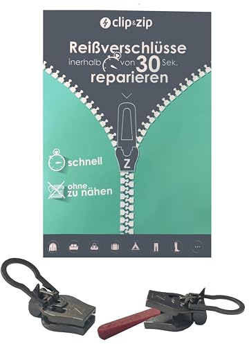 Curseur de réparation fermeture zip en plastique- Clip&Zip (Noir, XL)