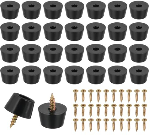 PATIKIL 28 Set Rubber Feet, 19x15x11mm Cutting Board Feet Non Slip Bumpers 5mm Screw on Rubber Feet Round Black Pads for Electronics Furniture Cutting Board Chairs Cabinet Sofa Speaker