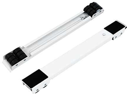 Adjustable Mobile Washing Machine Base 2pcs Iron Appliance Stand | Telescopic Furniture Roller Support, White Finish, for Refrigerator and Heavy Electrical Appliances