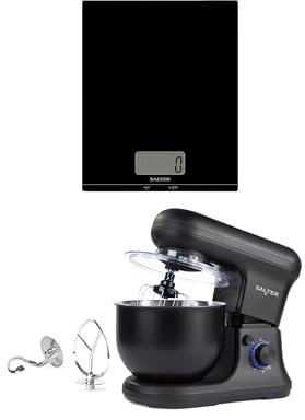 Salter Kuro Stand Mixer & Kitchen Scale – Electric Baking Whisk with 6 Speed Settings & 5 Litre Mixing Bowl, Digital Baking Scale with 5kg Capacity, Add & Weigh Tare Function, Measures Liquids, Black