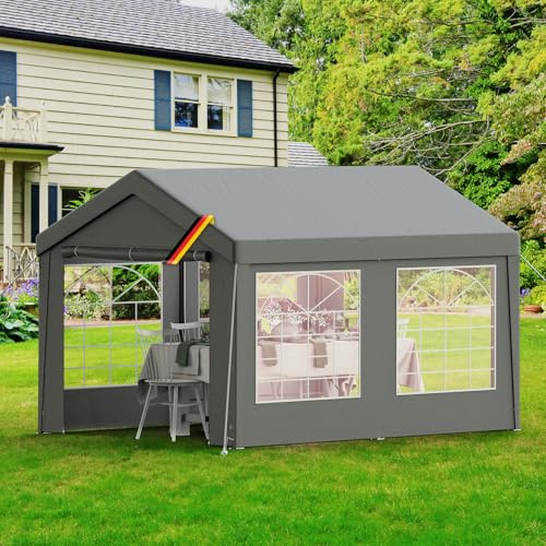 Kidsgigglz Carpa para fiestas, cenador 3 x 4, impermeable, estable, resistente al invierno, resistente a los rayos UV, con paredes laterales y piezas a dos aguas, carpa de acero galvanizado y lona de