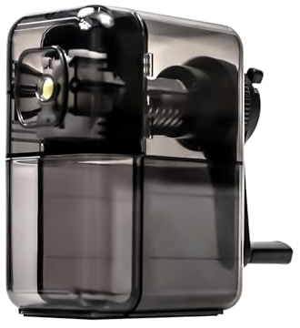 Anspitzer mit Behälter, Bleistiftspitzer, Anspitzer mit Kurbel, Spitzmaschine, Anspitzer, Einstellbare Dicke, für Kohle, Skizzenstifte und Buntstifte, Schwarz