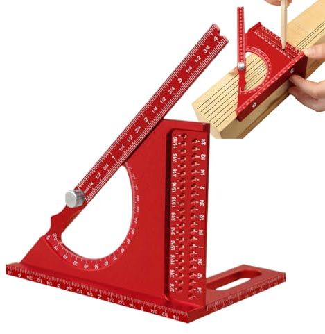 Righello multi angolo | Goniometro triangolare in lega di alluminio – Goniometro da carpentiere antiruggine, calibro antiscivolo di precisione per inquadratura porte officina