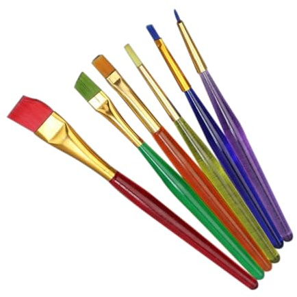 Sewroro 6pcs Cake Icing Brush Set Plastic Sugar Craft DIY Tool with Fondant Dusting and Decorating Functions Assorted Color for Christmas Ornaments