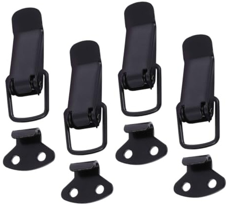 DIYEAH 4ensemble Serrure à Tension Pour Armoires Boîtes Loquet Avec Ressort Métal Vis Incluses Noir Verrouillage Sécurisé