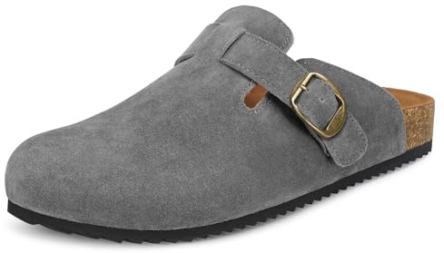 Sabot Dam Tofflor Män Stängt med Bekväma Läder Tofflor Trädgårdsskor Andningsbara Sandaler Sandaler Tofflor 36-46, Grå, 47 EU