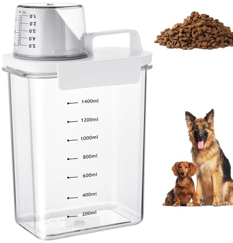 Dispensadores Herméticos, Contenedor de Arroz PortáTil, con Vaso Medidor, Recipientes Herméticos para Comida para Perros, Contenedor PequeñO de Almacenamiento de Arroz, para Granos de Café(1800ML)