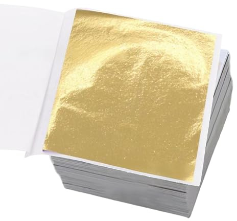 200 Blatt Blattgold Imitation,Kaufen Blattgold Zum Basteln,Goldpapier Acrylmalerei,Gold Leaf,Goldfolie,Goldfarbe Papier,Goldblätter Bastelfolie,Paper Foil für DIY Kunstprojekt Handwerk Nägel Holz
