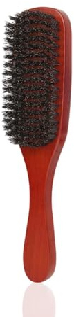 Hair Brush with Natural Boar Bristles and Nylon, Beard Brush for Men's Facial Hair Care, Premium Unbrush Style Smoothing Brush, Light Brown Wood Handle for All Hair Types, Slick Back Hair Brush