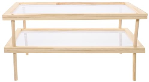 GAROZATION Praktischer Doppellagiger Nudeltrockner aus Holz Verstellbares Gemüse Obstregal Luftzirkulierendes Trockenrack für Pasta Spaghetti und Gemüse für Haushalt Restaurant und