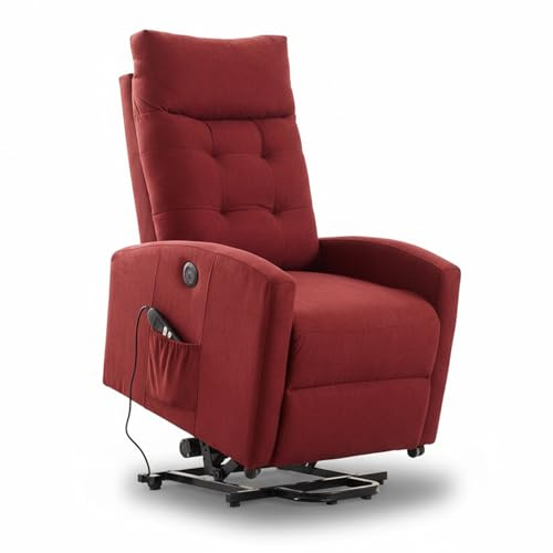 Marvin Poltrona Relax Reclinabile Elettrica con Poggiapiedi Solena, Seduta Ergonomica Massaggiante e Riscaldante in Tessuto, per Arredo Salotto, Soggiorno e Ufficio (Bordeaux)