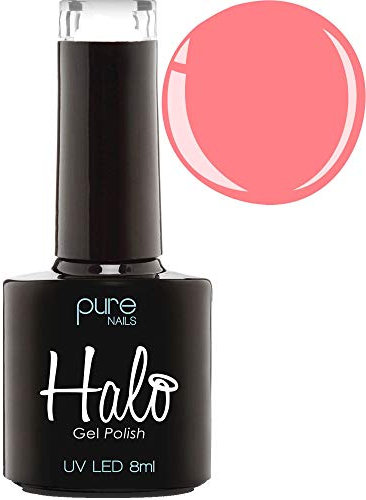 Halo Gel Polish 8ml - Neon Peach. UV/LED Gel Nail Polish, Long Lasting & Easy To Apply. Nail Art Colours For Manicure & Pedicure. Gel Polish For Professional & Home Use.