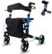 Mobiclinic® deambulatore per anziani pieghevole, Con seduta e 4 ruote, Deluxe, Rollator adulti o disabili, Alluminio, Leggero, Colore celeste, Marchio europeo, Trajano
