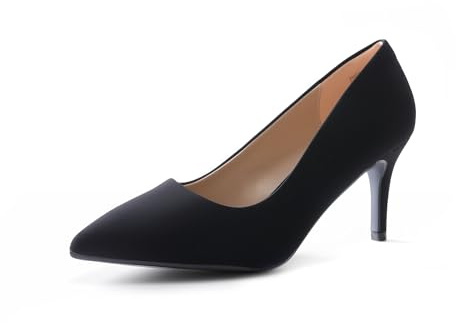 DREAM PAIRS Escarpins Femme Talon Haut 7,5cm Pointu Stiletto Élégants à Enfiler Confortables Mode Urbain Chic pour Bureau Soirée et Quotidien,Size 40,Noir-Nubuck,KUCCI