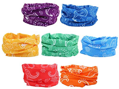 Mogokoyo 7 Stück Damen Herren Kinder Multifunktionstuch/Sturmmaske/Halstuch/Schlauchtuch für Motorrad Fahrrad Bergsteigen in vielen Farben (Chakra)