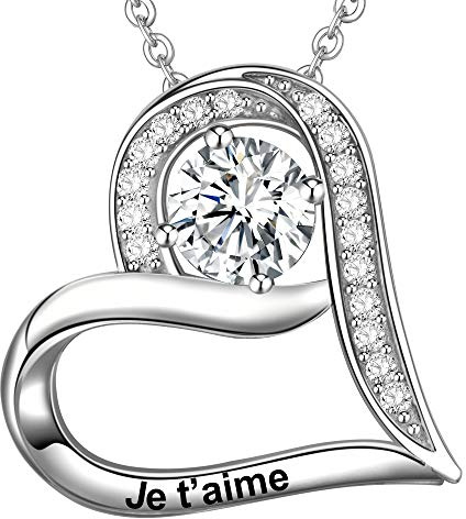LOVORDS Damen Halskette Geätzt aus 925/1000 Silber Herz Anhänger Geschenk für Freundin für Sie Mutter Mama Oma Tochter, Sterling-Silber, Zirkonia