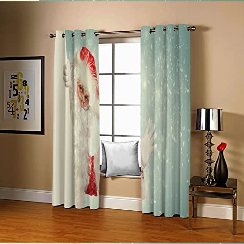 AMDXD Tende, Tenda Per Ufficio Poliestere Azzurro Rosso Bianco Babbo Natale Tende Oscuranti 264x115CM