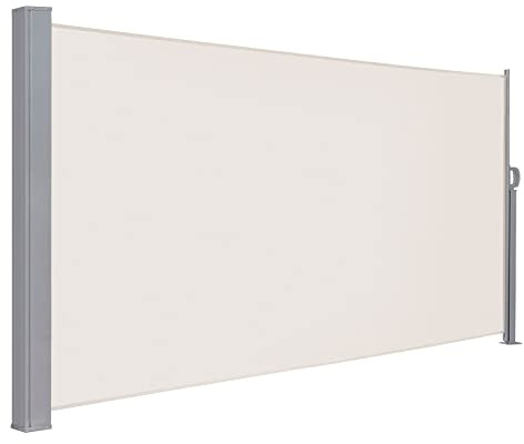 LARMNEE Toldo Retráctil, Pantalla de Privacidad, 160 x 350 cm, Resistente a la Intemperie y al Viento, con Soporte de Suelo, para Balcón, Jardín, Terraza y Piscina, Beige EBE1635TBP02