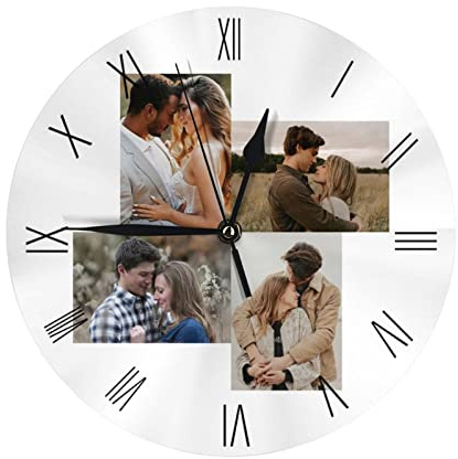 Naispanda Reloj de Pared Personalizado, Reloj Personalizado con Texto con Foto, Reloj Personalizado Familia Madre Padre Cumpleaños Boda Día de San Valentín Navidad Cumpleaños Regalo de Boda