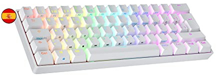 Ranked N60 Nova Clavier Mécanique de Jeu 60% | Hot Swap Gaming Keyboard | 62 Touches Programmables | RGB LED | Mac, PC Windows | QWERTY Espagnol (Blanc, Gateron Brown)