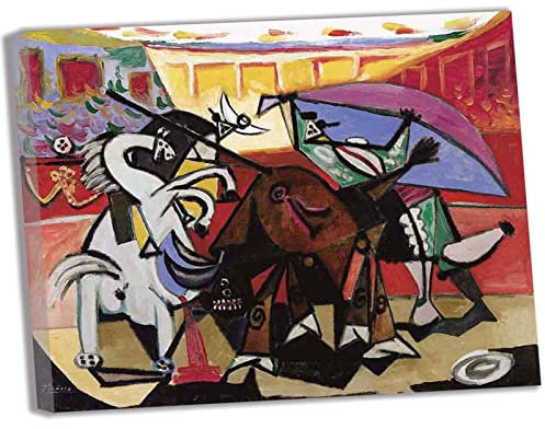 Lasite Pablo Picasso 1934 course de taureauxLeinwandbilder Kunstdruck Bilder Reproduktion Leinwanddruck Bilder Leinwand Gemälde Wanddekoration gerahmt fertig zum Aufhängen（80x104cm31x41inch,Gerahmt